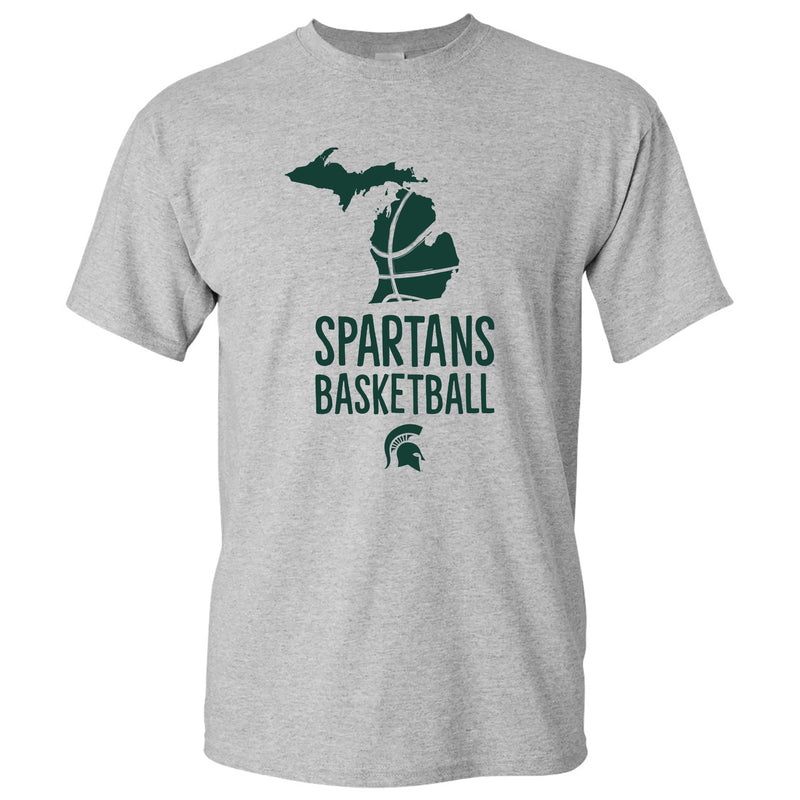 Michigan State University Spartans Basketball Brush State Short Sleeve T Shirt - Sport Grey