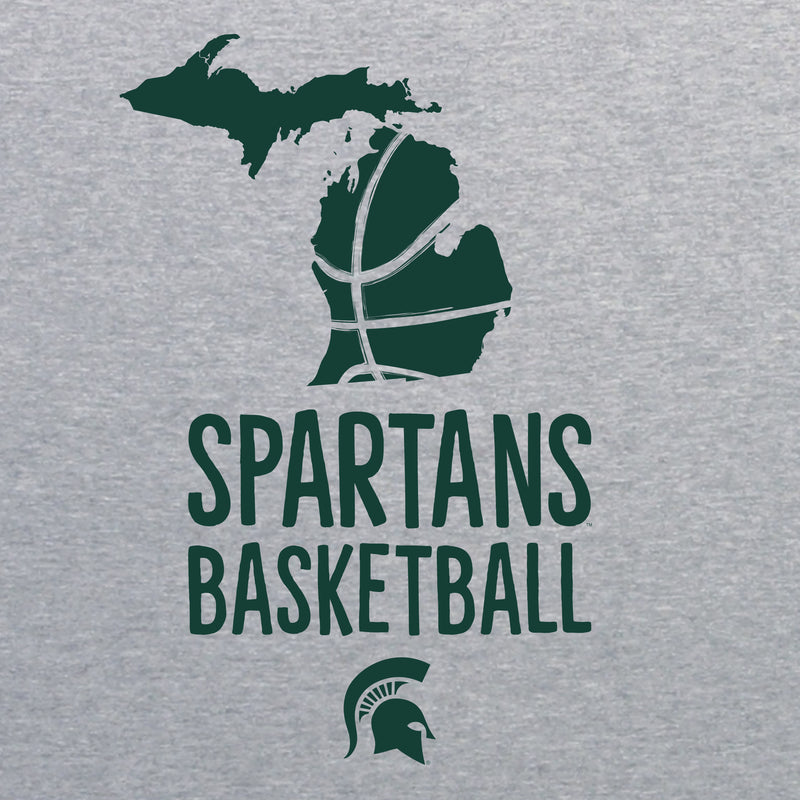 Michigan State University Spartans Basketball Brush State Short Sleeve T Shirt - Sport Grey
