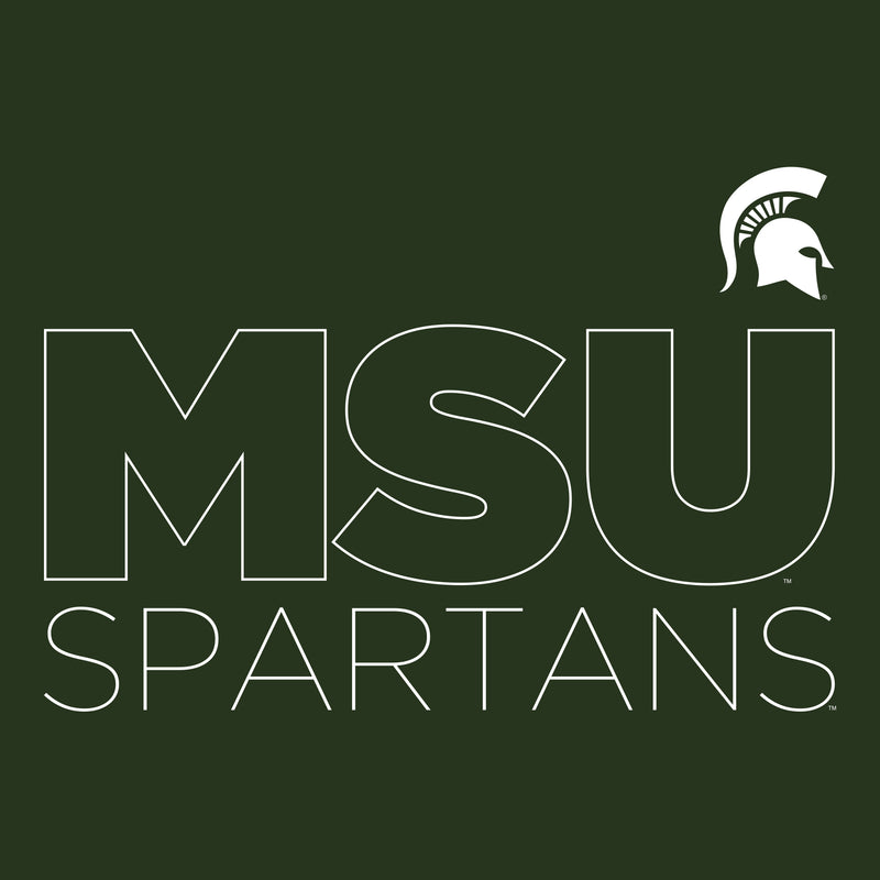 Michigan State University Spartans Modern Outline Crewneck Sweatshirt - Forest