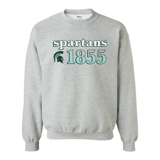 Michigan State University Spartans Throwback Year Stripe Heavy Blend Crewneck - Sport Grey