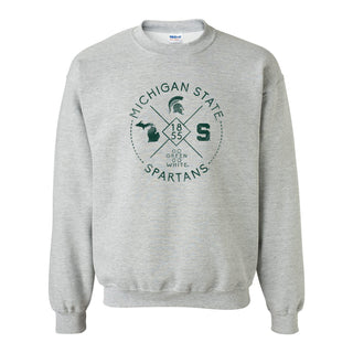 Michigan State University Spartans Identity Stamp Heavy Blend Crewneck - Sport Grey