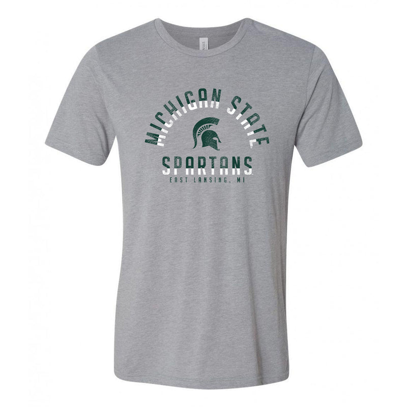 Michigan State University Spartans Division Arch Canvas Triblend Short Sleeve T Shirt - Athletic Grey