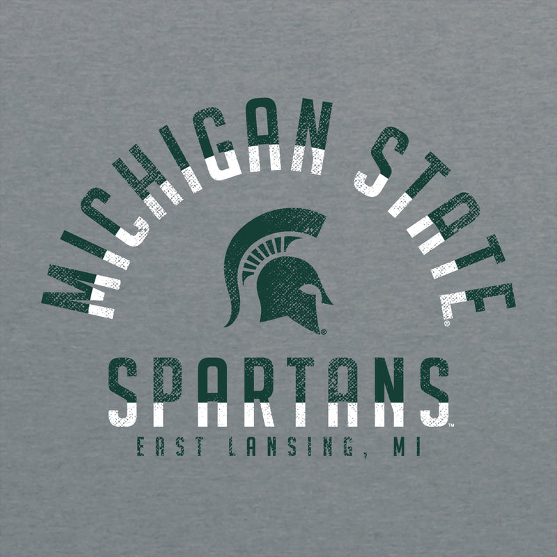 Michigan State University Spartans Division Arch Canvas Triblend Short Sleeve T Shirt - Athletic Grey