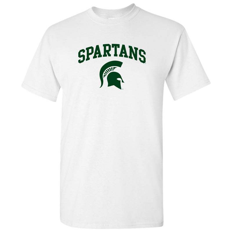 Michigan State University Spartans Mascot Arch Logo Short Sleeve T Shirt - White