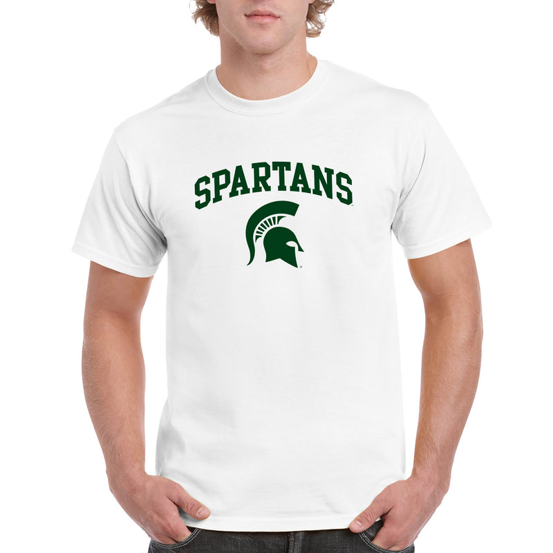 Michigan State University Spartans Mascot Arch Logo Short Sleeve T Shirt - White