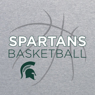 Michigan State University Spartans Basketball Sketch Basic Cotton Short Sleeve T Shirt - Sport Grey