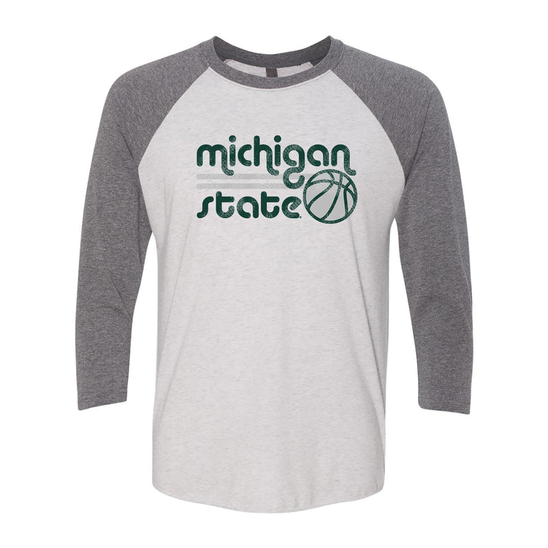 Michigan State University Spartans Basketball Bubble Next Level Raglan T Shirt - Heather White/Premium Heather