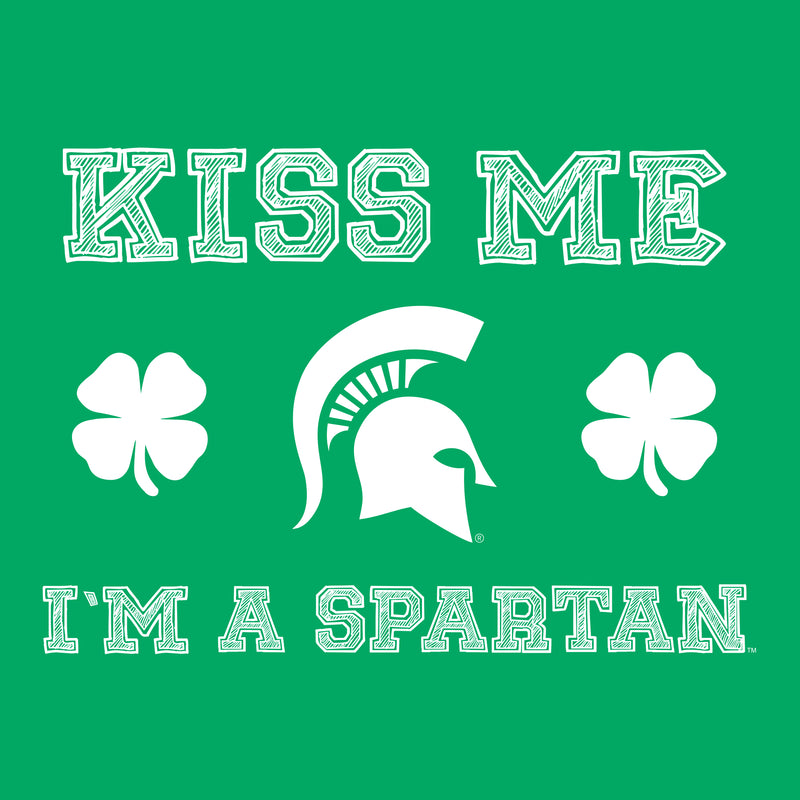 Michigan State University Spartans Kiss Me I'm a Spartan Basic Cotton Short Sleeve T Shirt - Irish Green