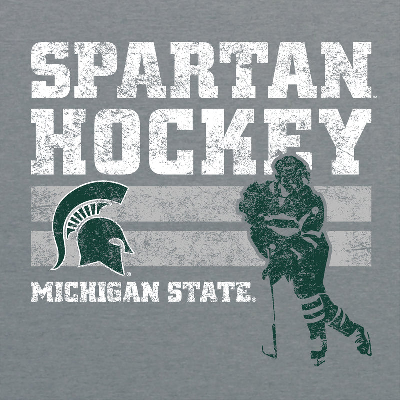 Michigan State University Spartans Retro Hockey Short Sleeve T Shirt - Graphite Heather
