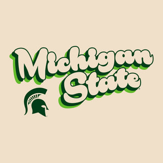 Michigan State University Spartans Groovy Script Logo Ringer T Shirt - Natural/Forest