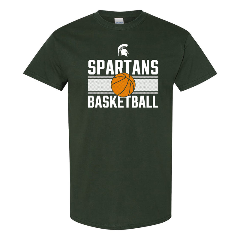 Michigan State University Spartans Basketball Mesh Basic Cotton Short Sleeve T Shirt - Forest