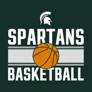 Michigan State University Spartans Basketball Mesh Basic Cotton Short Sleeve T Shirt - Forest