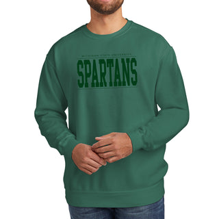 Michigan State Monotone Bold CC Crewneck - Light Green