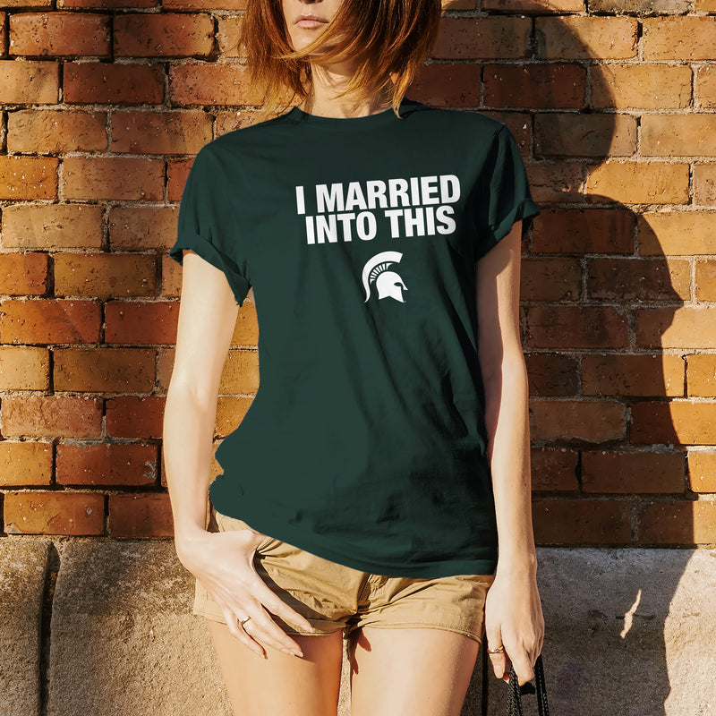 Michigan State University Spartans I Married Into This Short Sleeve T-Shirt - Forest