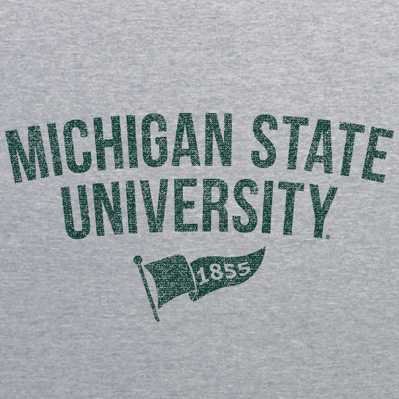 Michigan State University Spartans 1855 Banner Canvas Short Sleeve Triblend T-Shirt - Athletic Grey