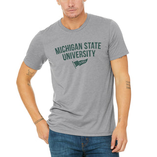 Michigan State University Spartans 1855 Banner Canvas Short Sleeve Triblend T-Shirt - Athletic Grey