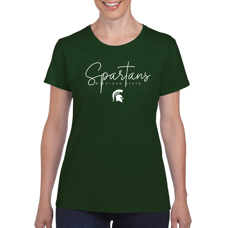 MSU Thin Script Womens T-Shirt - Forest