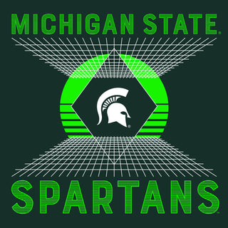 Michigan State Spartans Vaporwave Grid Tank Top - Forest