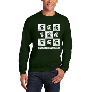 Michigan State Spartans Checkerbox Crewneck Sweatshirt - Forest