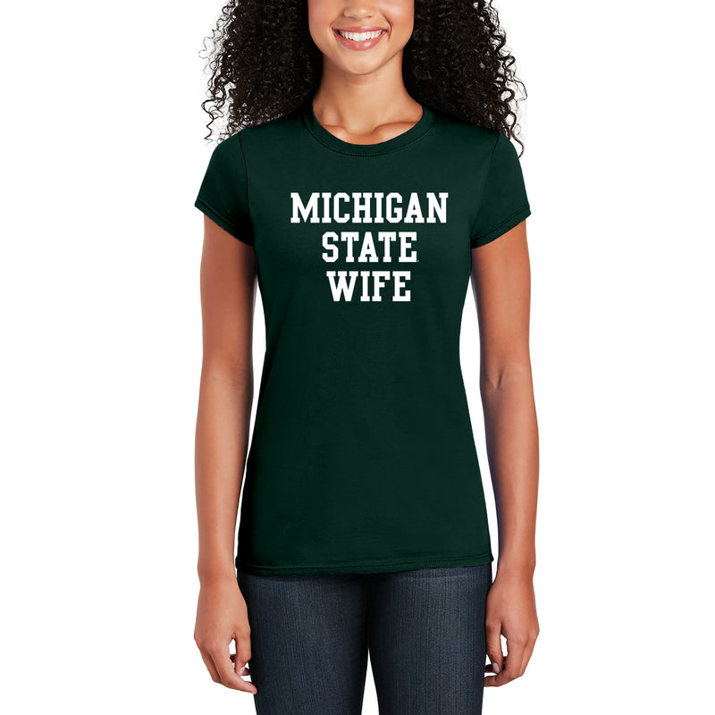 Michigan State Spartans Basic Block Wife Women's T Shirt - Forest