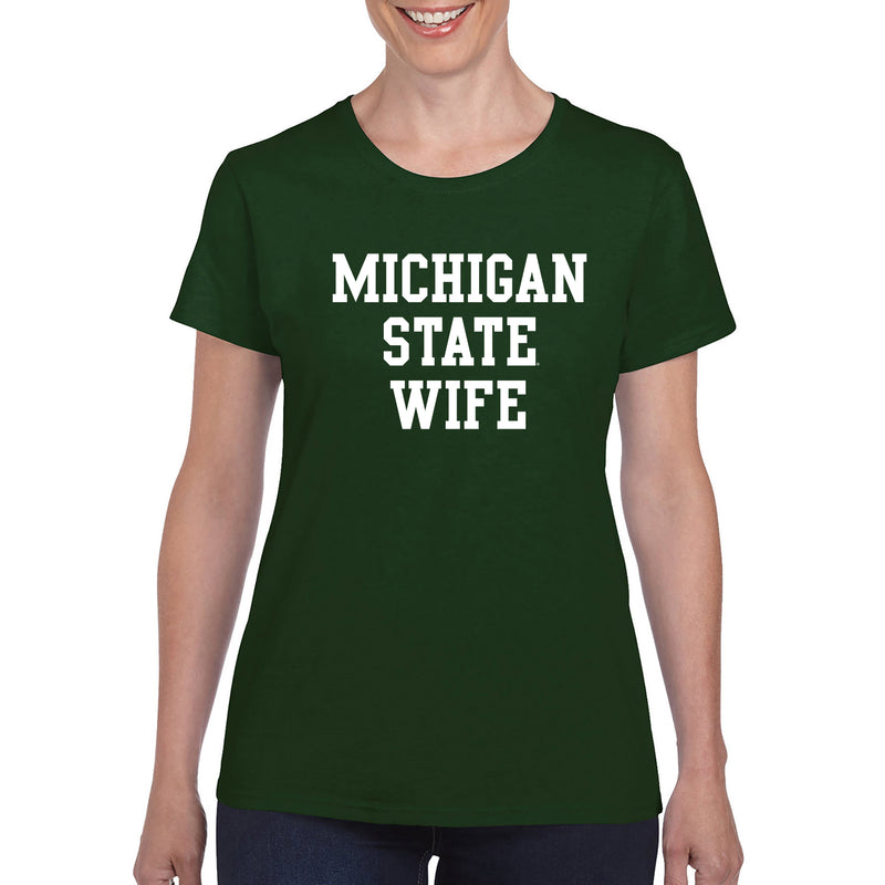Michigan State Spartans Basic Block Wife Women's T Shirt - Forest