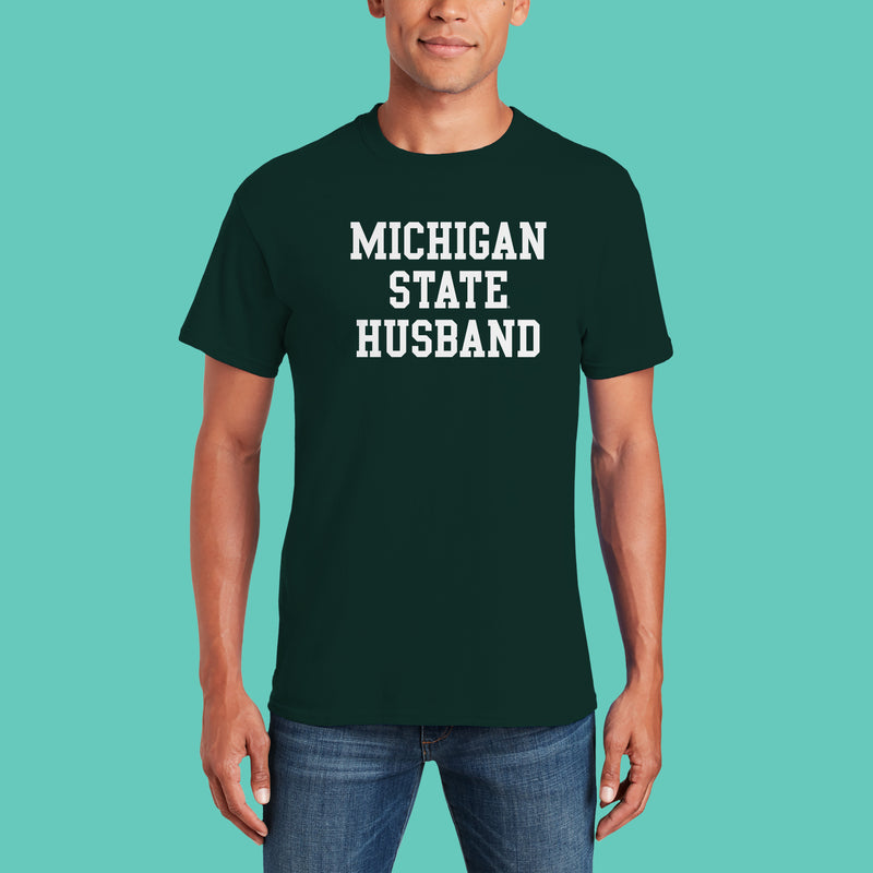 Michigan State Spartans Basic Block Husband T Shirt - Forest