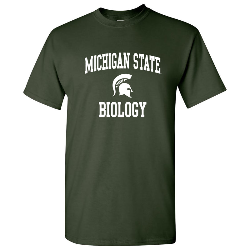 Michigan State University Spartans Arch Logo Biology Short Sleeve T-Shirt - Forest