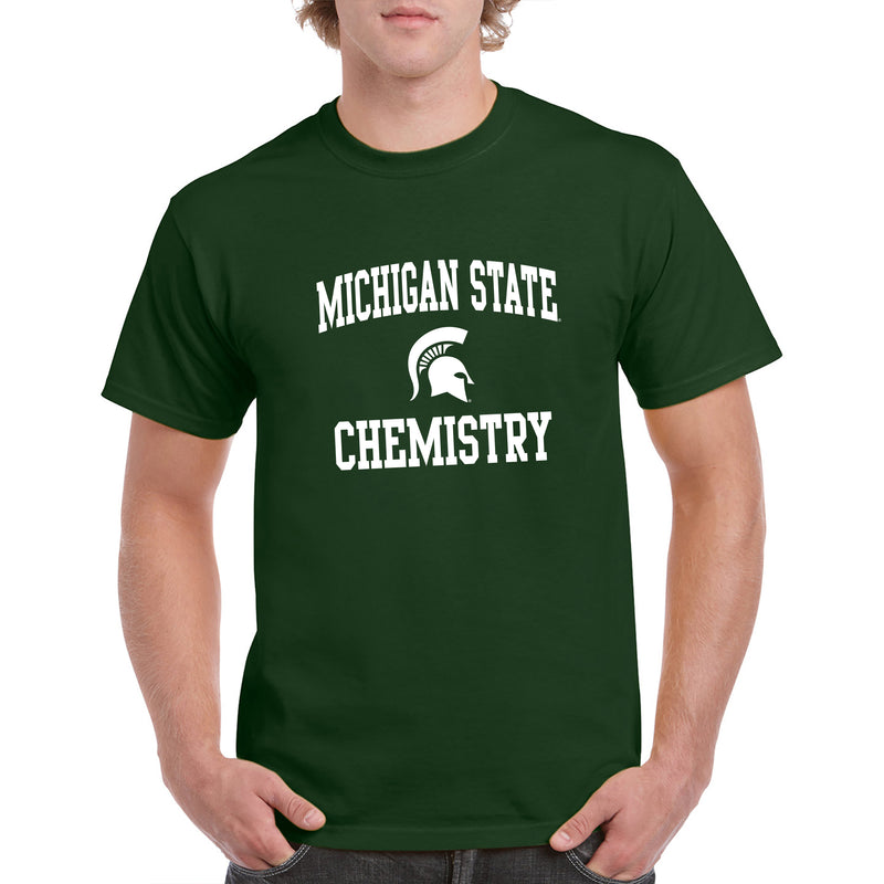 Michigan State University Spartans Arch Logo Chemistry Short Sleeve T-Shirt - Forest