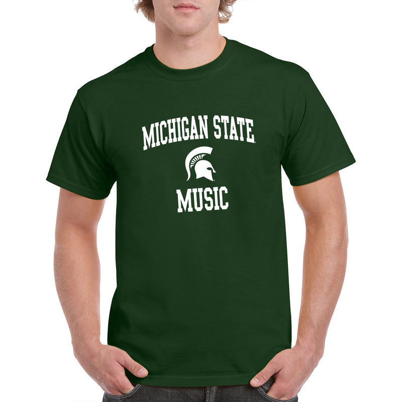 Michigan State University Spartans Arch Logo Music Short Sleeve T-Shirt - Forest