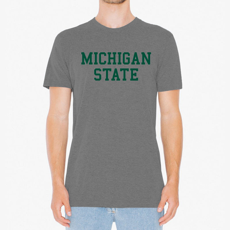 Michigan State University Spartans Basic Block Next Level Short Sleeve T Shirt - Premium Heather