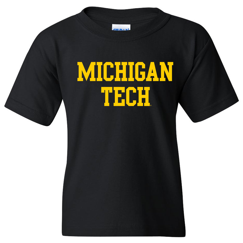 Michigan Technological University Huskies Basic Block Cotton Youth T-Shirt - Black