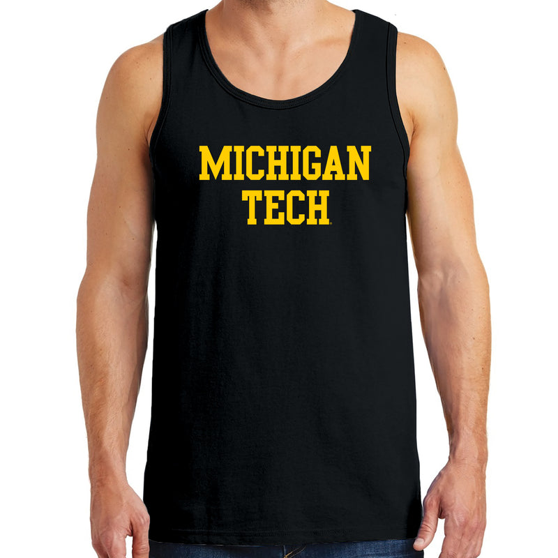 Michigan Technological University Huskies Basic Block Cotton Tank Top - Black