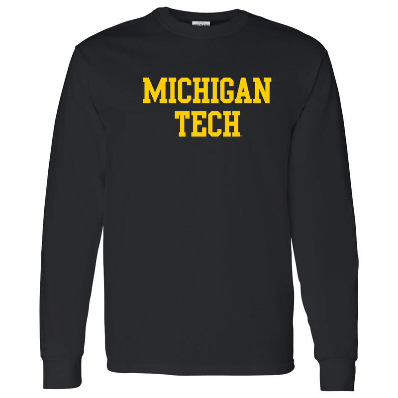 Michigan Technological University Huskies Basic Block Cotton Long Sleeve T-Shirt - Black