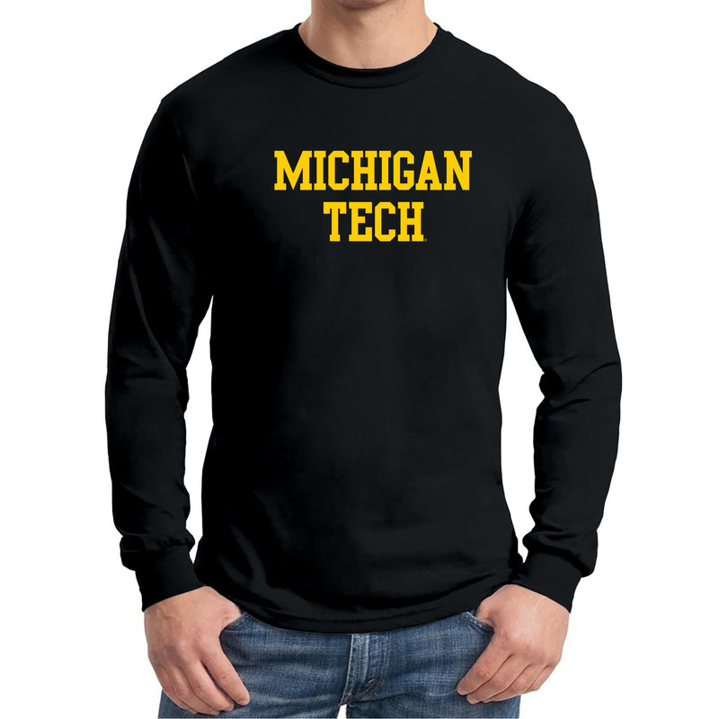 Michigan Technological University Huskies Basic Block Cotton Long Sleeve T-Shirt - Black