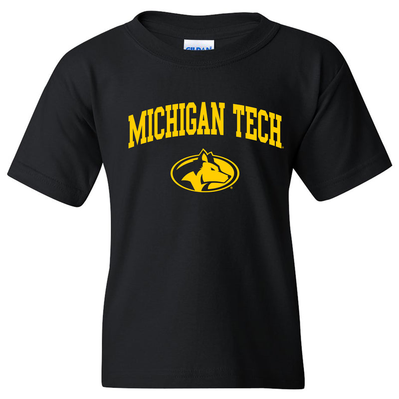 Michigan Technological University Huskies Arch Logo Cotton Youth T-Shirt - Black