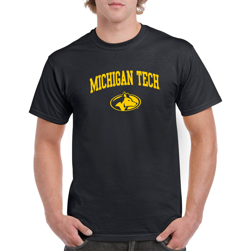 Michigan Technological University Huskies Arch Logo Cotton T-Shirt - Black