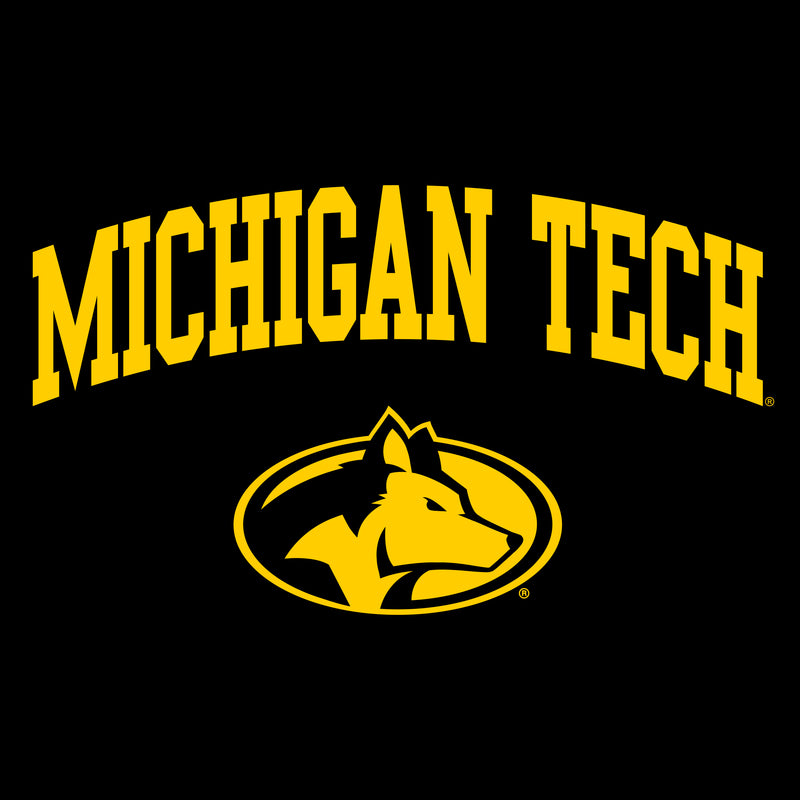 Michigan Tech Address Labels Michigan Technological University Huskies Arch Logo Cotton Hoodie - Bl