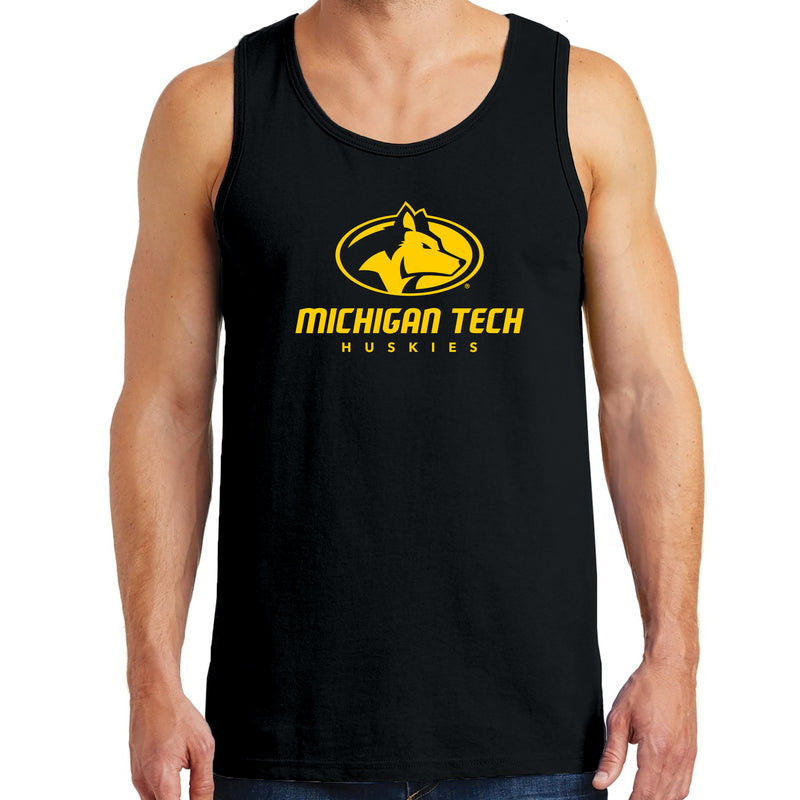 Michigan Technological University Huskies Primary Logo Cotton Tank Top - Black