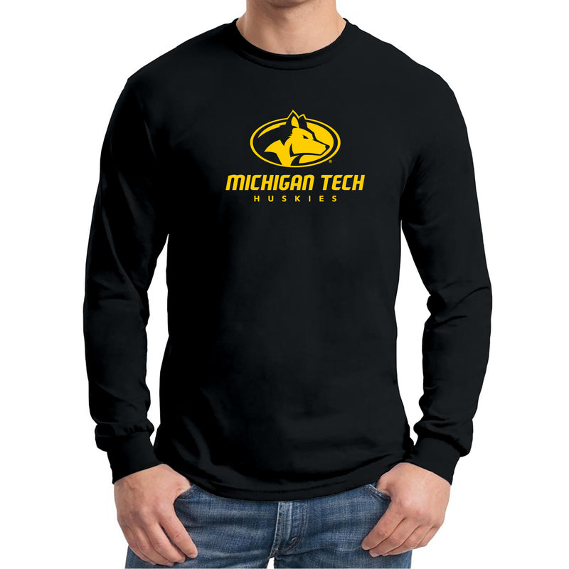 Michigan Technological University Huskies Primary Logo Cotton Long Sleeve T-Shirt - Black