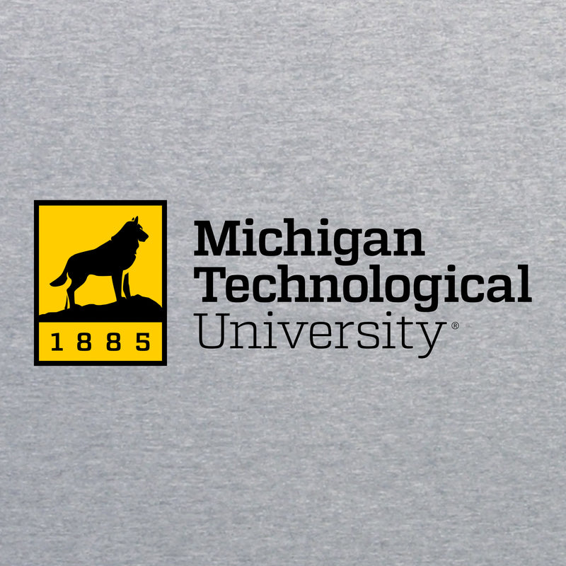 Michigan Technological University Huskies Institutional Logo Cotton Long Sleeve T-Shirt - Sport Grey