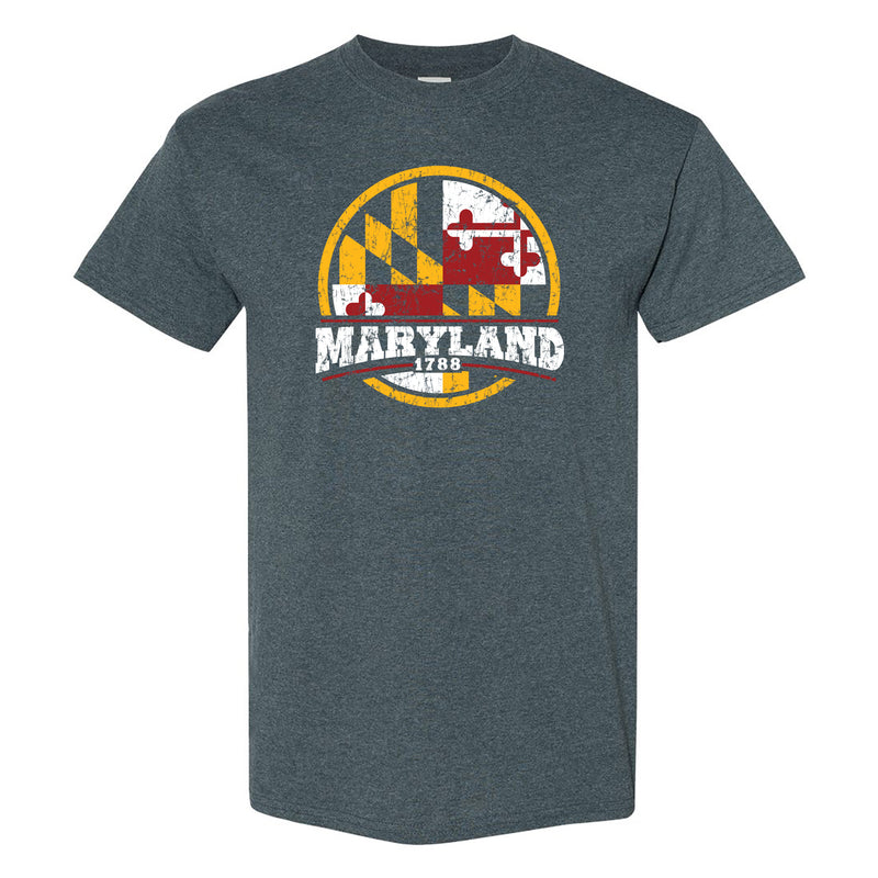 Maryland Distressed Circle T-Shirt - Dark Heather