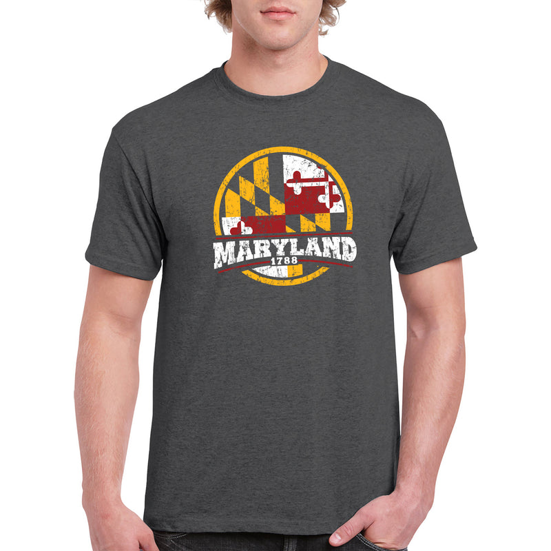 Maryland Distressed Circle T-Shirt - Dark Heather