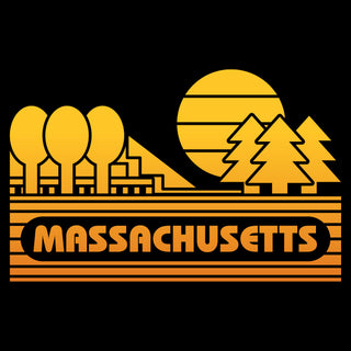 Massachusetts Groovy Sunset T-Shirt - Black