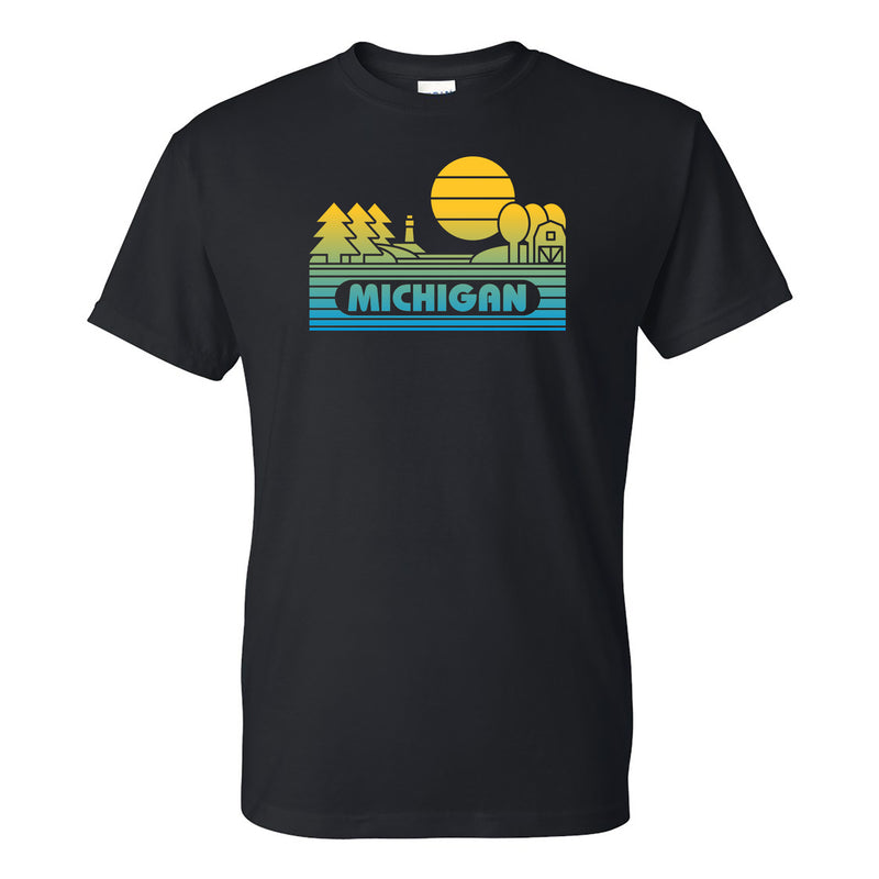 Michigan Groovy Sunset T-Shirt - Black