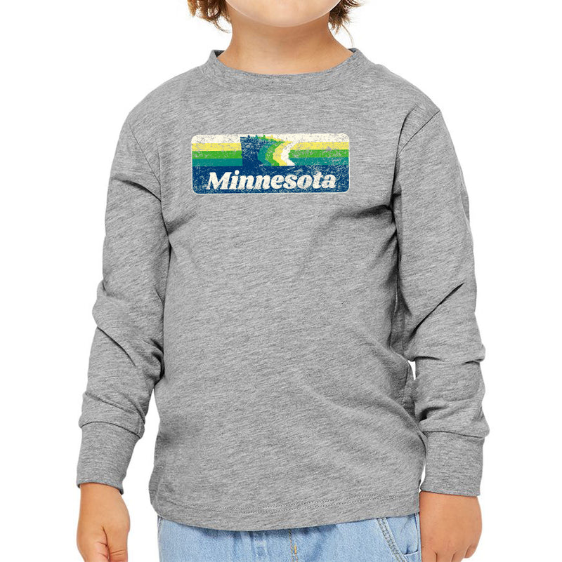 Minnesota Retro Rainbow Toddler Long Sleeve - Athletic Heather