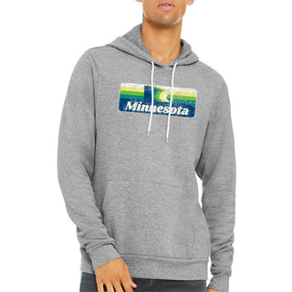 Minnesota Retro Rainbow Unisex Sponge Fleece Hoodie - Athletic Heather