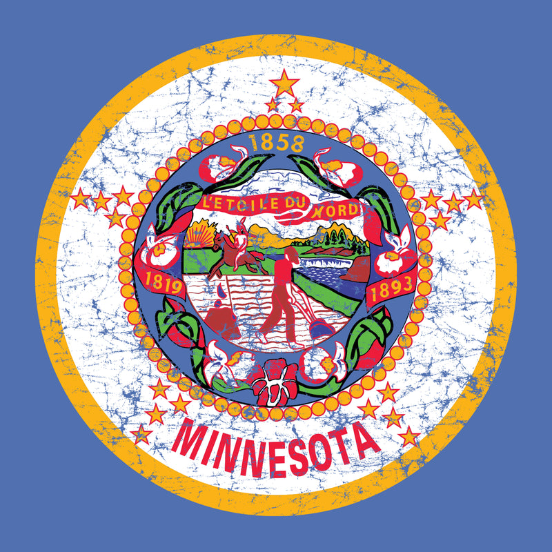 Minnesota State Flag Distressed Comfort Colors Long Sleeve T-Shirt - Flo Blue