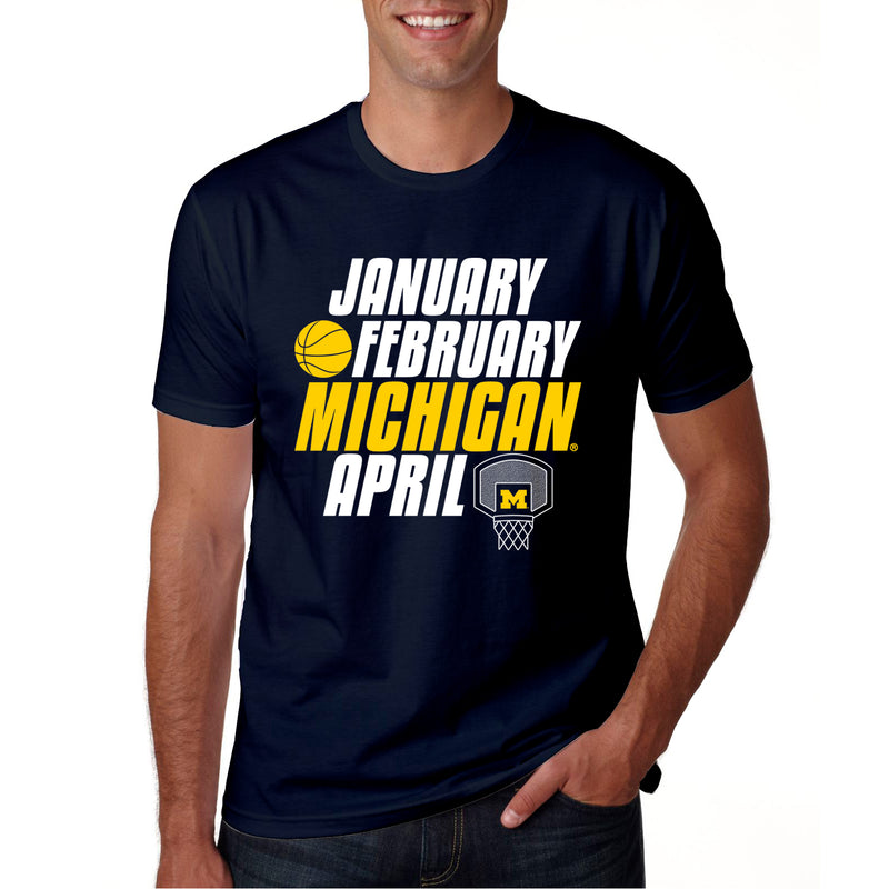 Month of Michigan Basketball University of Michigan Next Level Premium Cotton Short Sleeve T-Shirt - Midnight Navy