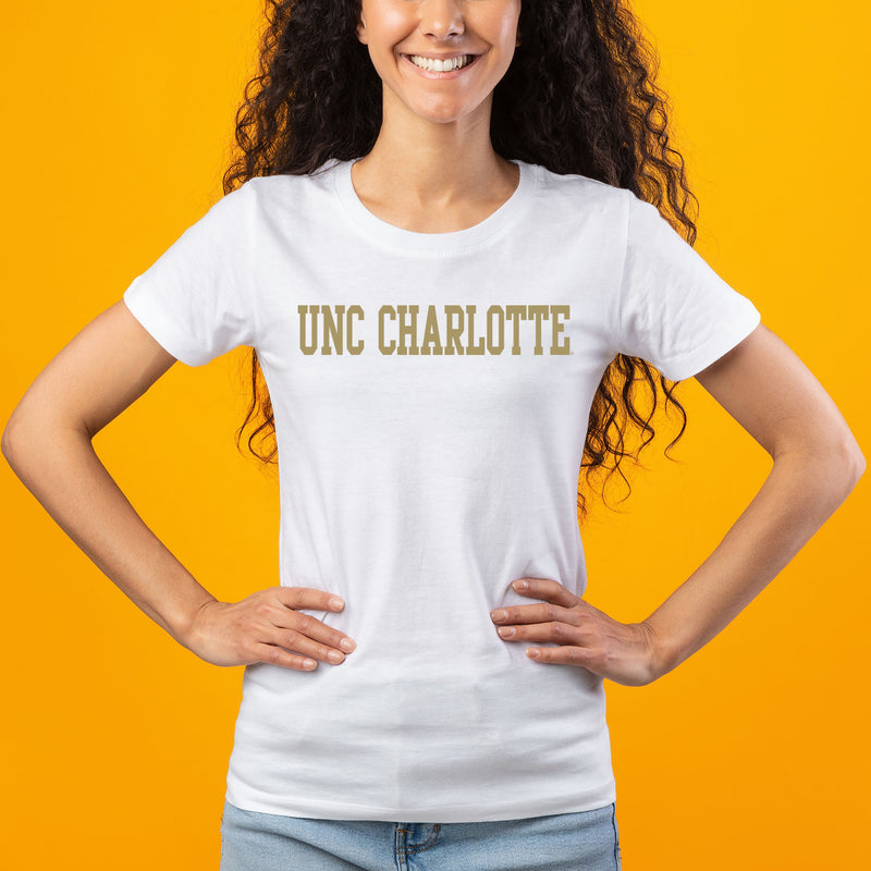 UNC Charlotte Forty-Niners Basic Block Womens Short Sleeve T Shirt - White