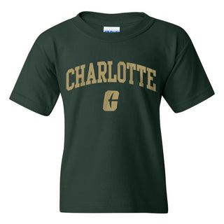 UNC Charlotte Forty-Niners Arch Logo Youth Short Sleeve T Shirt - Forest